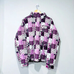 LIQUID Purple patchwork winter  coat